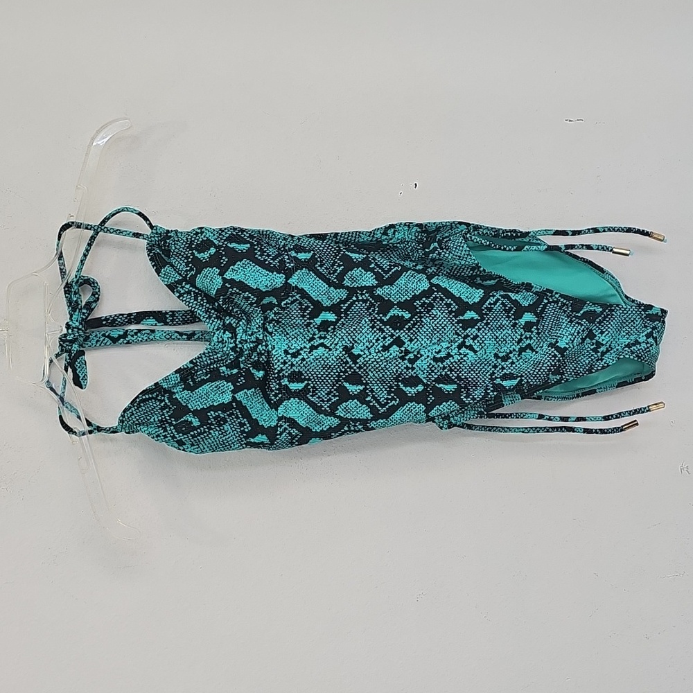 No Boundaries Swimwear Full piece Size Large,  Green-black Snake Skin Print - Picture 10 of 12